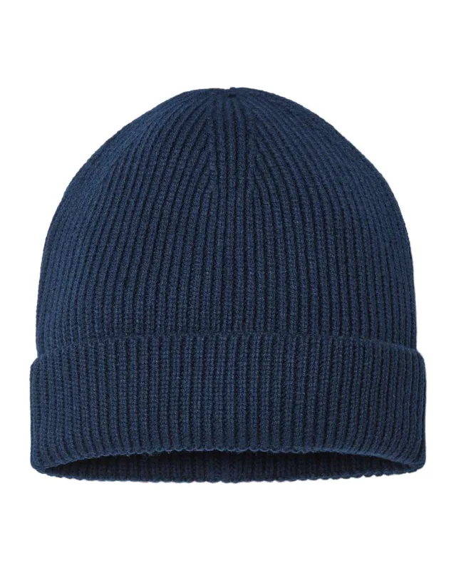 ANDY Sustainable Fine Rib Cuffed Beanie · Navy · front · Garment reference