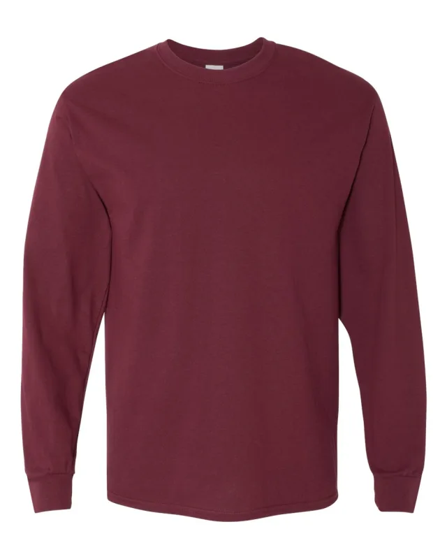 5400 Unisex Heavy Cotton™ Long Sleeve T-Shirt · Maroon · front · Garment reference