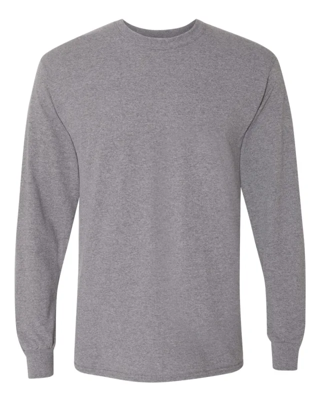 8400 Unisex DryBlend® 50/50 Long Sleeve T-Shirt · Graphite Heather · front · Garment reference