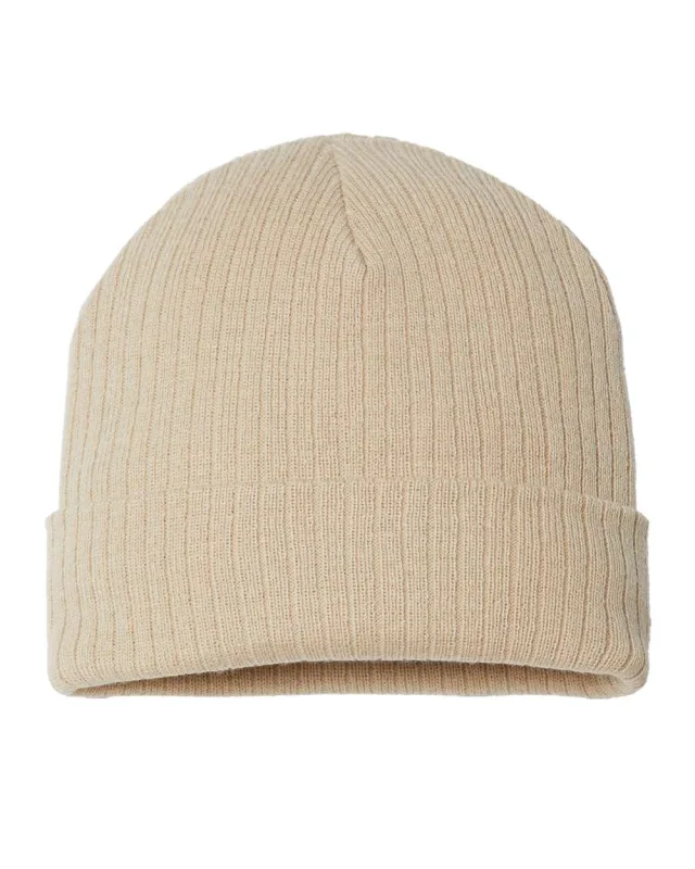 RIO Sustainable Rib Cuffed Beanie · Light Beige · front · Garment reference