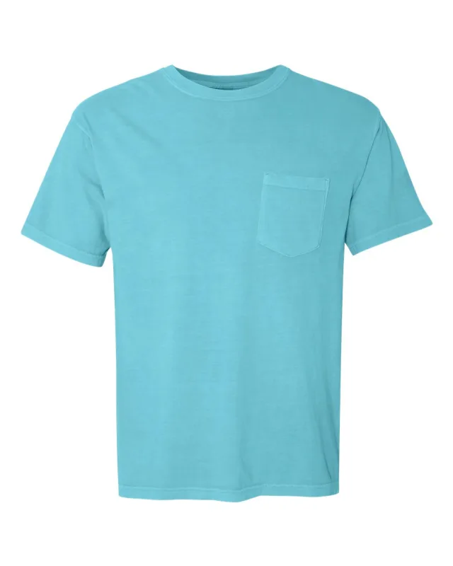 6030 Unisex Garment-Dyed Heavyweight Pocket T-Shirt · Lagoon · front · Garment reference
