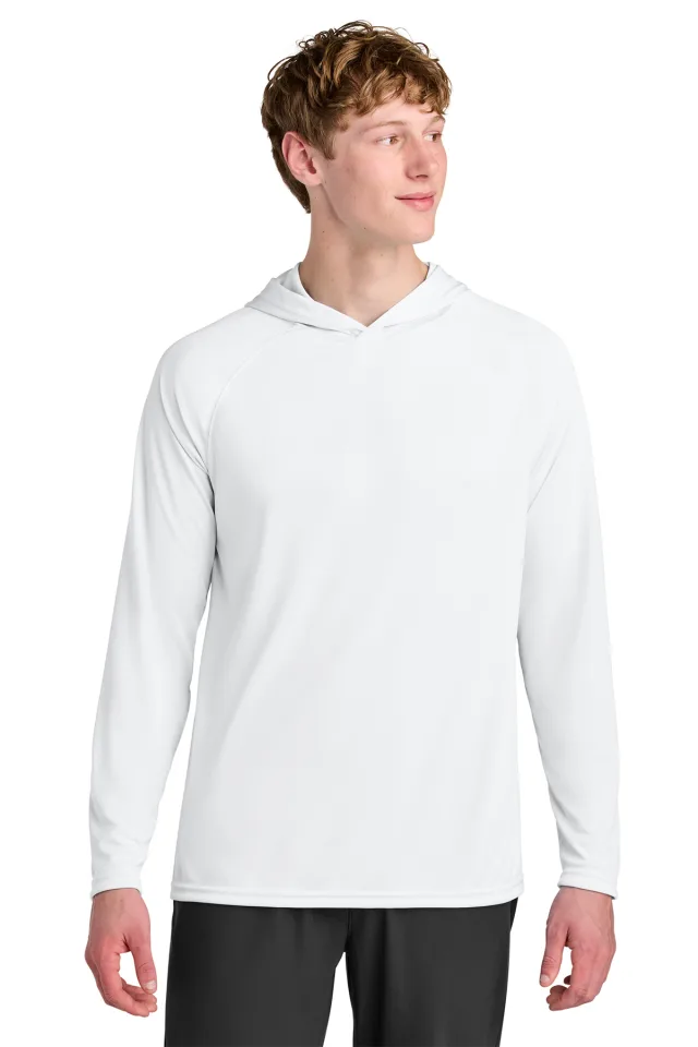 A4 Cooling Performance Long Sleeve Hooded Tee · White · front · Garment reference