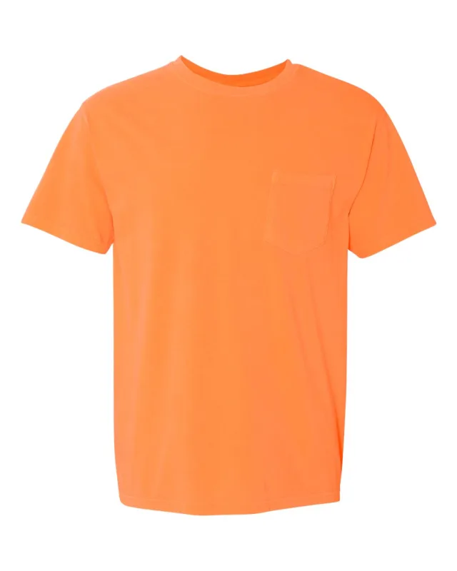 6030 Unisex Garment-Dyed Heavyweight Pocket T-Shirt · Melon · front · Garment reference