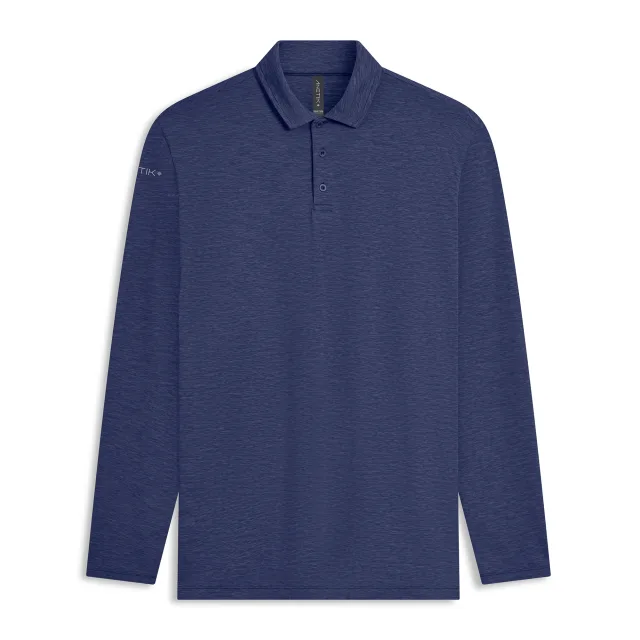 MENS - LOW PRO TECH POLO L/S · NAVY HEATHERED · Supplier photo