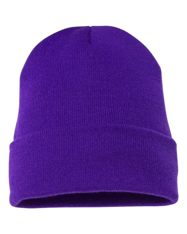 1501KC Cuffed Beanie · Purple · front · Garment reference