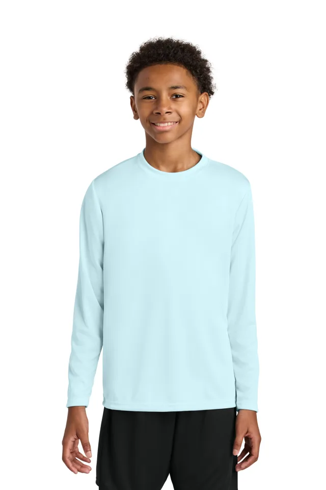 A4 Youth Cooling Performance Long Sleeve Tee · Pastel Blue · front · Garment reference