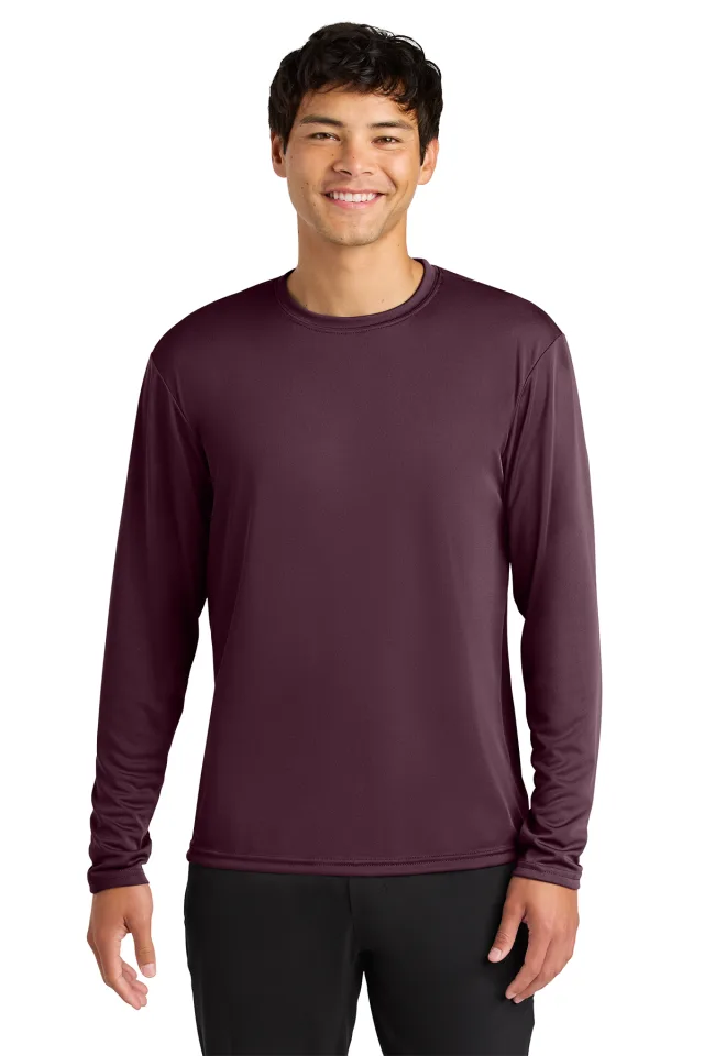 A4 Cooling Performance Long Sleeve Tee · Maroon · front · Garment reference