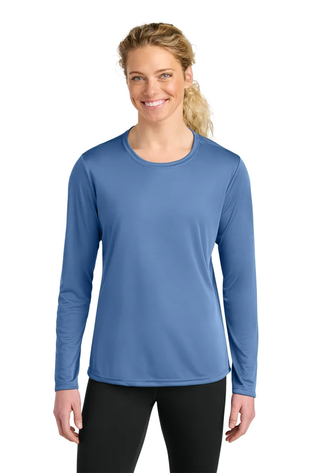 A4 Women’s Cooling Performance Long Sleeve Tee · Light Blue · front · Garment reference