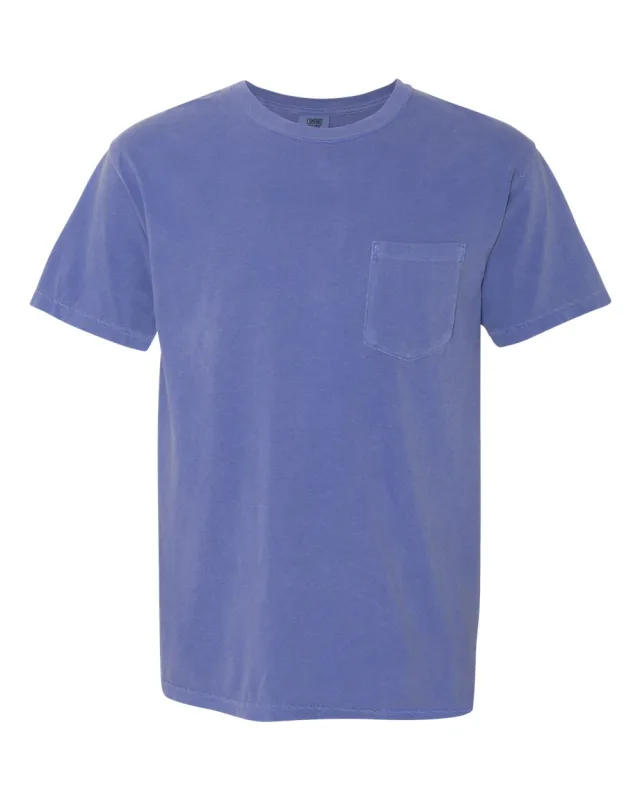 6030 Unisex Garment-Dyed Heavyweight Pocket T-Shirt · Periwinkle · front · Garment reference