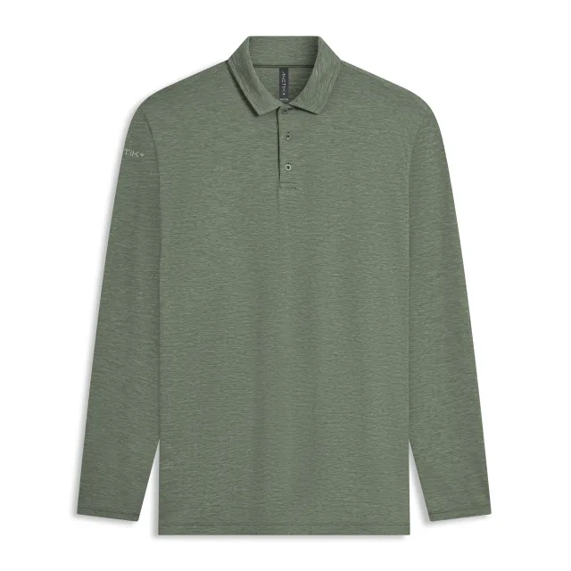 MENS - LOW PRO TECH POLO L/S · DARK OLIVE HEATHERED · Supplier photo