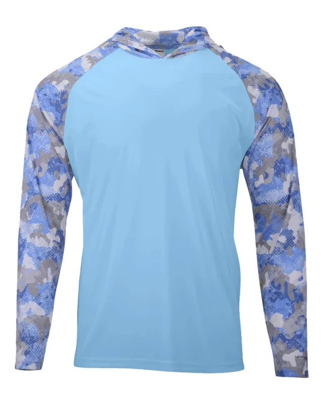 240 Unisex Tortuga Extreme Performance Hooded Long Sleeve T-Shirt · Blue Mist · front · Garment reference