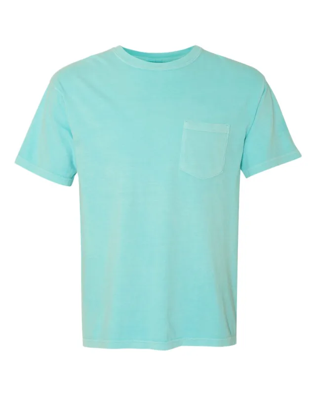 6030 Unisex Garment-Dyed Heavyweight Pocket T-Shirt · Chalky Mint · front · Garment reference