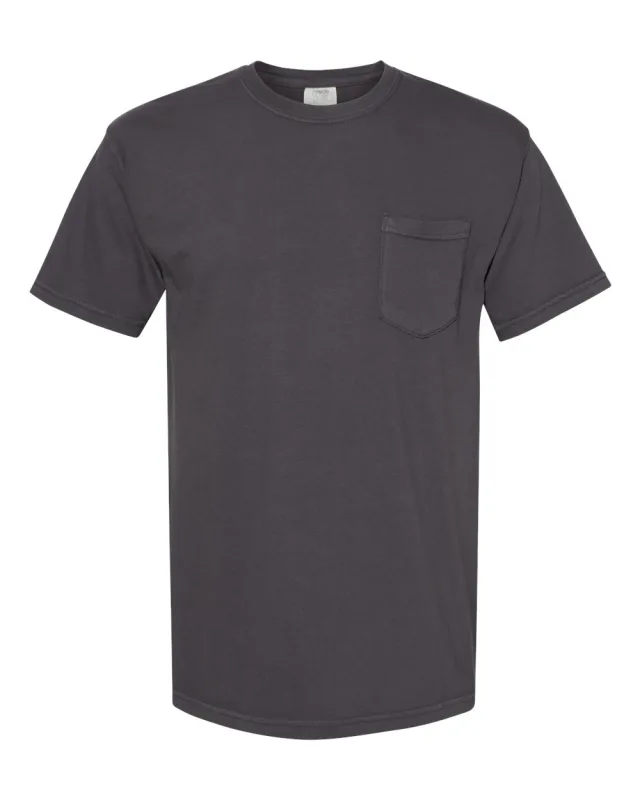 6030 Unisex Garment-Dyed Heavyweight Pocket T-Shirt · Graphite · front · Garment reference