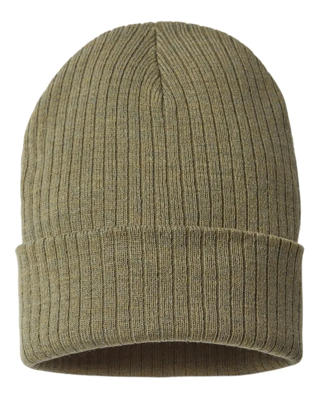 RIO Sustainable Rib Cuffed Beanie · Olive · front · Garment reference