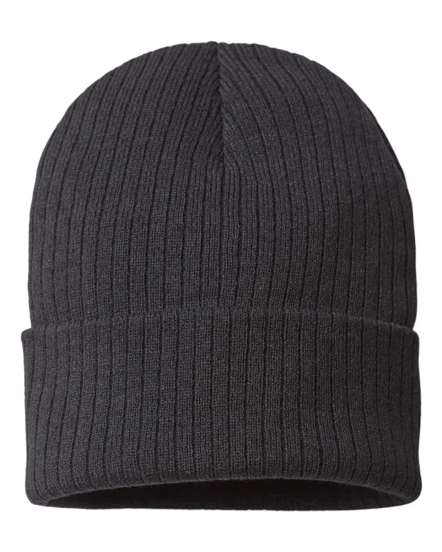 RIO Sustainable Rib Cuffed Beanie · Black · front · Garment reference