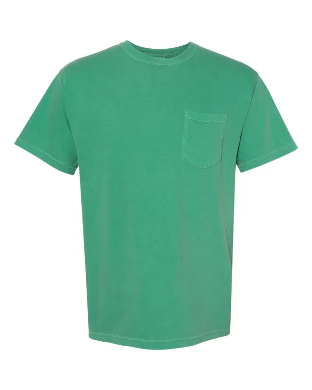 6030 Unisex Garment-Dyed Heavyweight Pocket T-Shirt · Grass · front · Garment reference