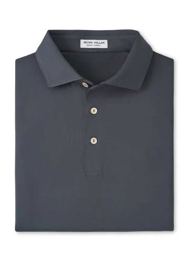 Peter Millar Men's Solid Performance Polo - Self Collar · Iron · Supplier photo