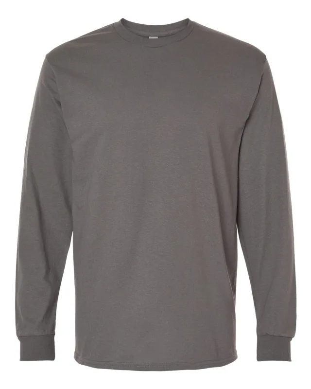 5400 Unisex Heavy Cotton™ Long Sleeve T-Shirt · Charcoal · front · Garment reference