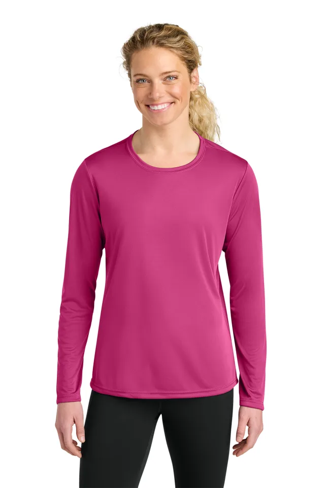 A4 Women’s Cooling Performance Long Sleeve Tee · Fuchsia · front · Garment reference