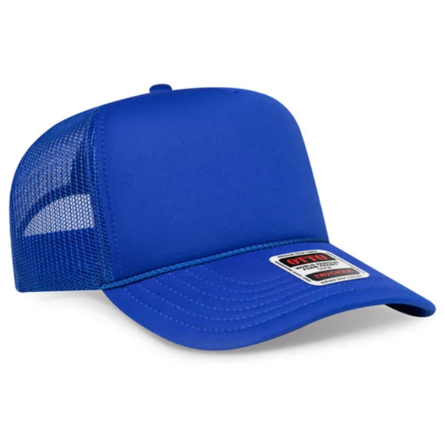 OTTO CAP® 5 Panel High Crown Mesh Back Trucker Hat · Royal · front · Garment reference
