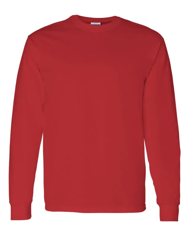 5400 Unisex Heavy Cotton™ Long Sleeve T-Shirt · Red · front · Garment reference